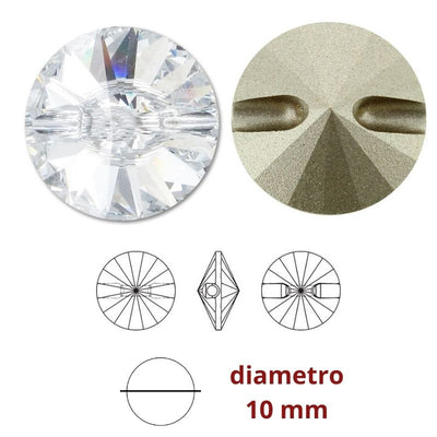 Bottone swarovski ø mm 10 crystal (001) articolo 3015/10 pezzi 72