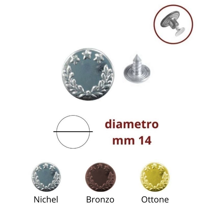 Bottoni jeans ø mm 14 base inferiore metallo pezzi 50