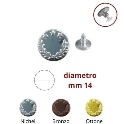 Bottoni jeans ø mm 14 base inferiore metallo pezzi 50