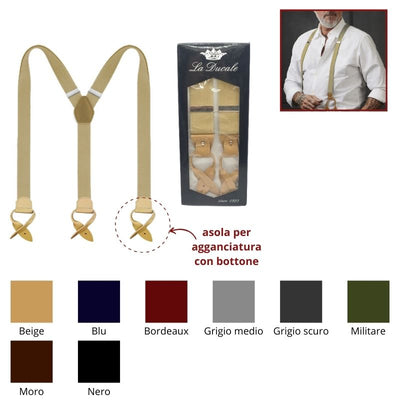 Bretella uomo h cm 3,6 asole pelle lunghezza cm 120 regolabile