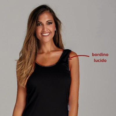 Canotta donna spalla larga 100% cotone costina 1/1 con bordo lucido articolo 2006 / Nero