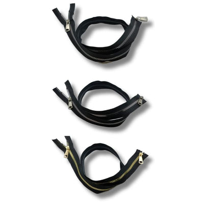 Cerniera lampo carro laminata metallizzata 80 cm combi ( 2 cursori) divisibile plastica catena 6 mm