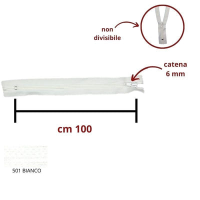 Cerniera lampo non divisibile 100 cm catena 6 mm spirale