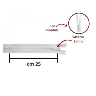 Cerniera lampo spirale 25 cm catena 3 mm articolo S30/25