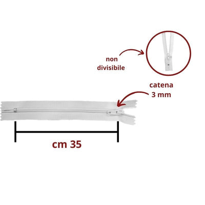 Cerniera lampo spirale 35 cm catena 3 mm articolo S30/35