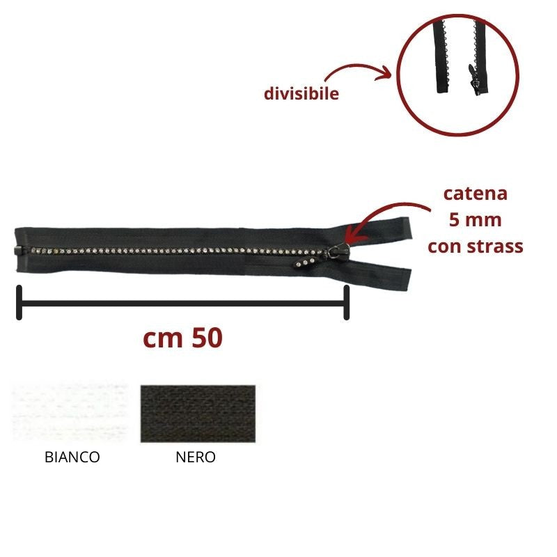 Chiusura catena di strass cm 50 divisibile articolo 2211/50