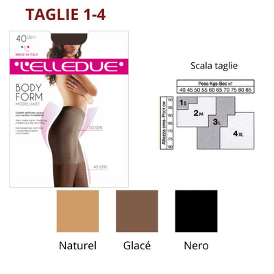 Collant body form 40 den corpino modellante Elledue paia 6
