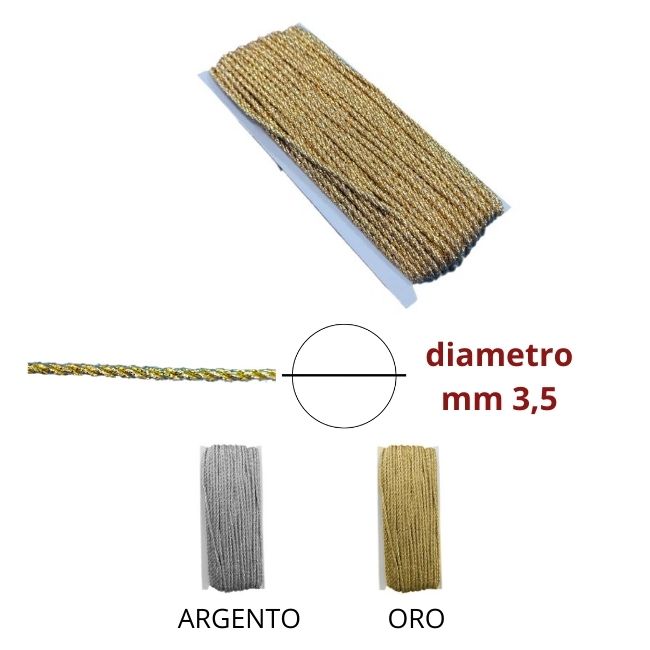 Cordone lurex ø mm  3,5 articolo 420/3 metri 20