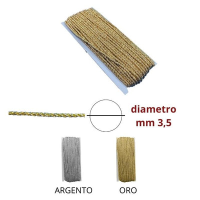 Cordone lurex ø mm  3,5 articolo 420/3 metri 20