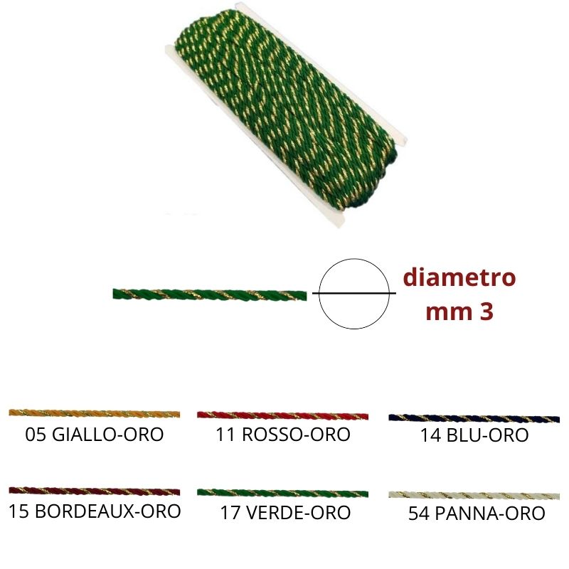 Twisted cord gold vergola ø mm 3 item 320/3 meters 20