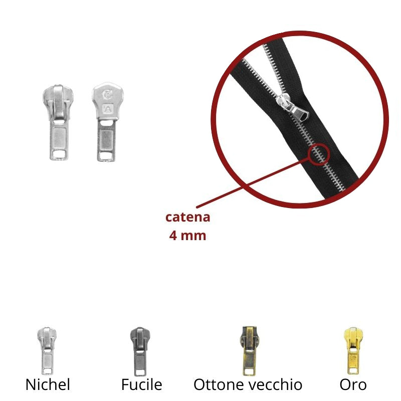 4mm metal chain zip slider
