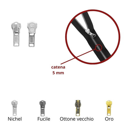 Cursore per zip catena 5 mm metallo