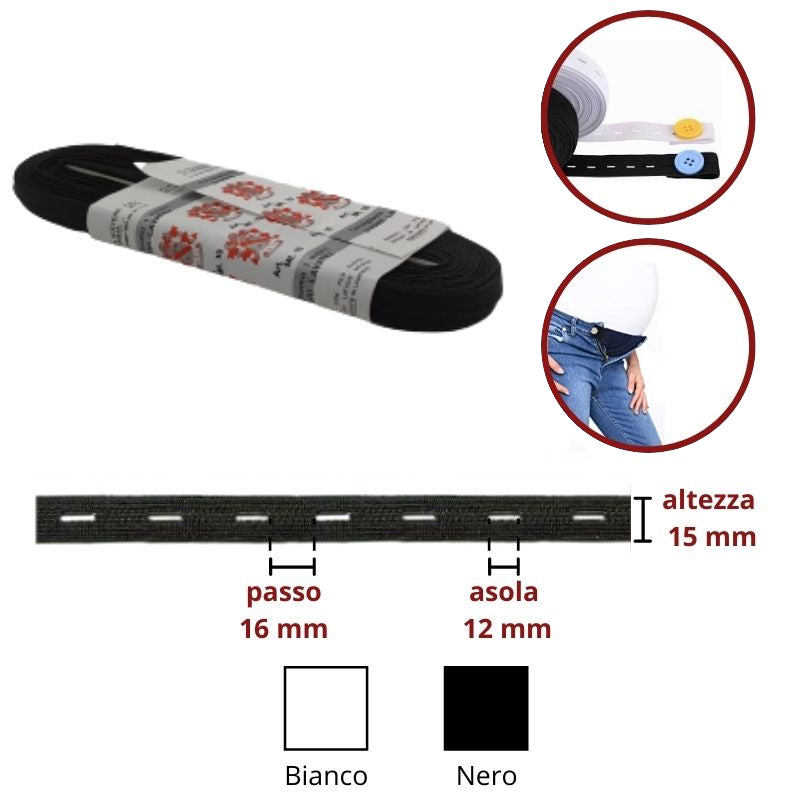 Elastic with loops h mm 15 article 722/15 10 meters
