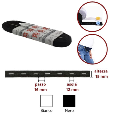 Elastico asolato h mm 15 articolo 722/15 metri 10
