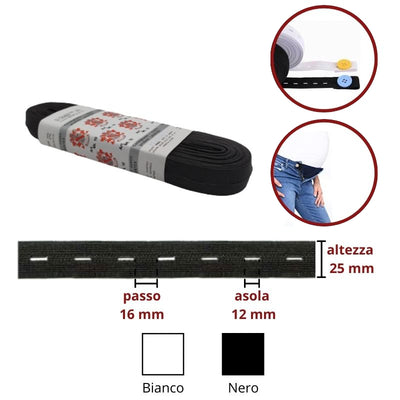 Elastico asolato h mm 25 articolo 722/25 metri 10