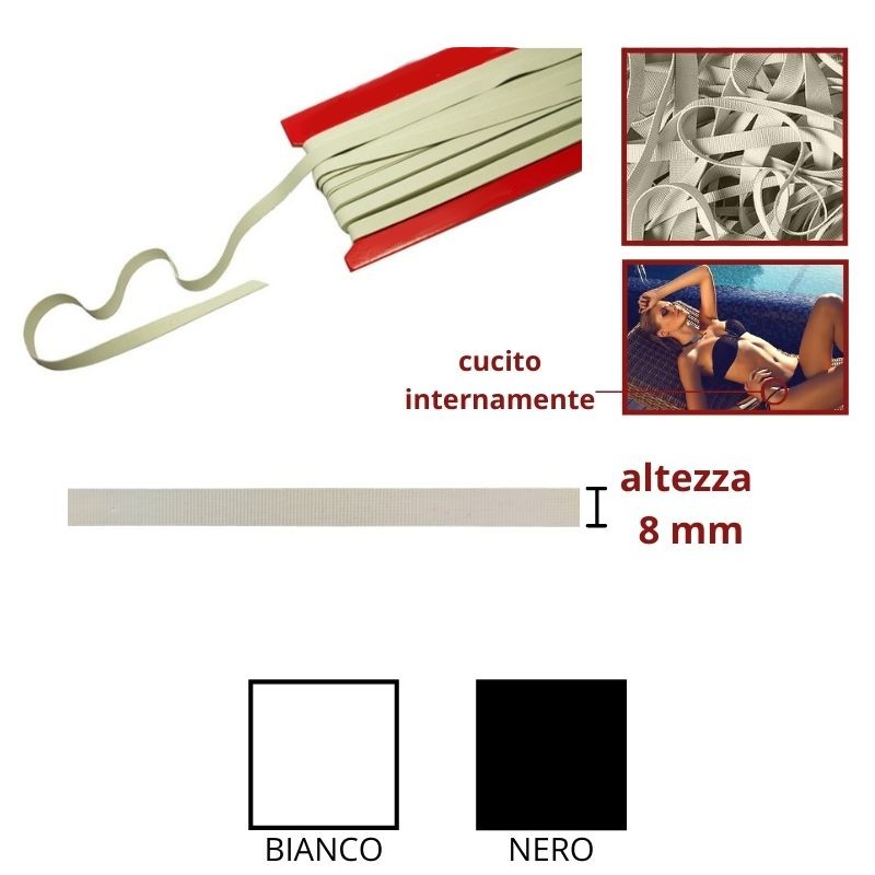 Elastico gommato para h 8 mm metri 50