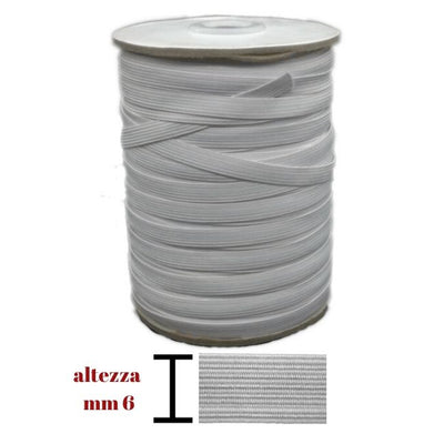 Elastico m100 treccia h mm  6 articolo N 12t metri 100