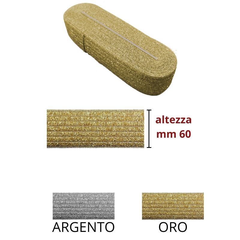 Elastico moda lamè h mm 60 articolo 328/60 metri 10