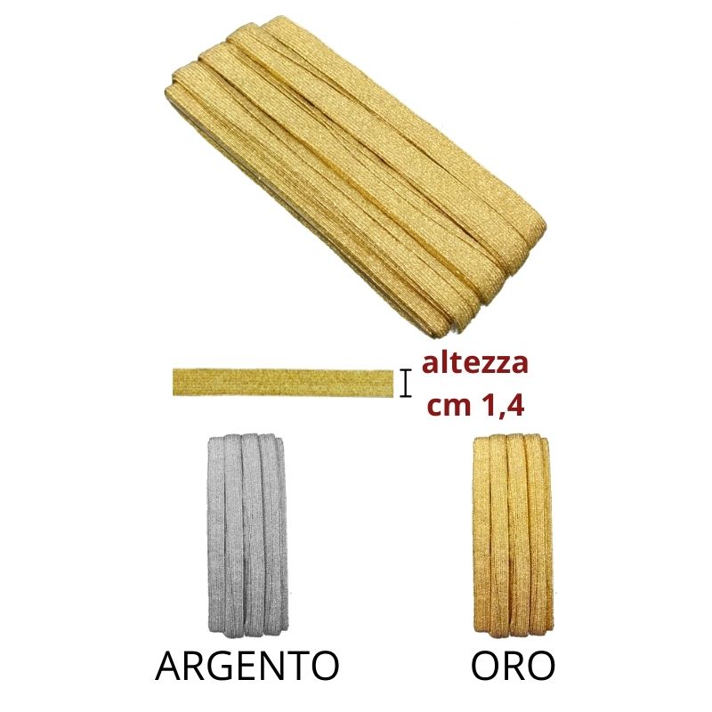 Elastico piattina lurex h cm 1,4 articolo 4862/3 metri 20