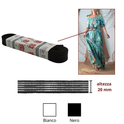 Elastico retinato h mm 20 articolo 1200/20 metri 10