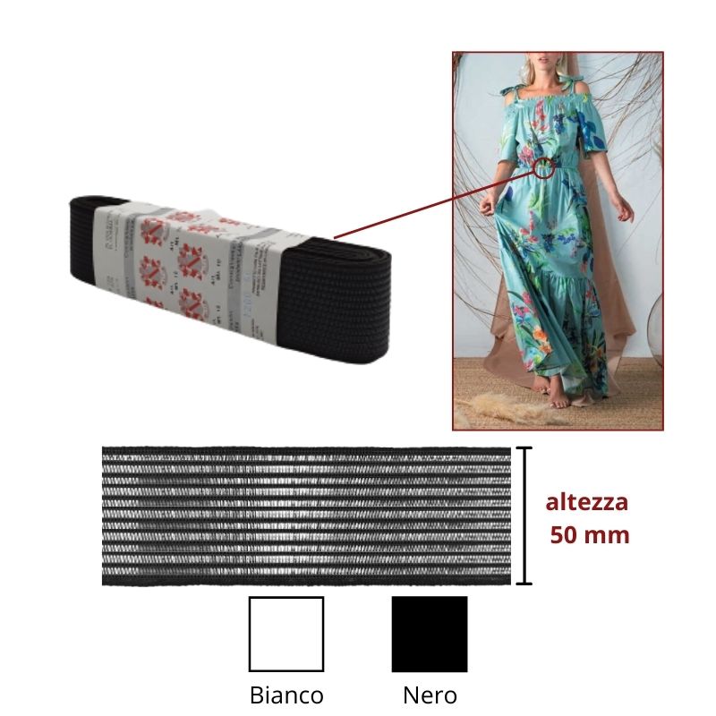 Elastico retinato h mm 50 articolo 1200/50 metri 10