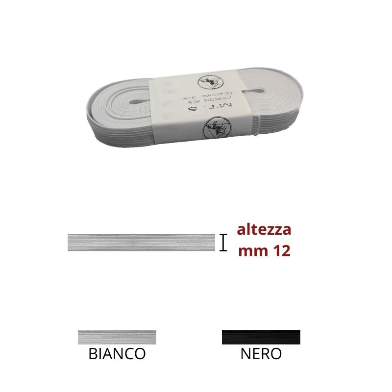 Elastico treccia h mm 12 articolo N 18 metri 5