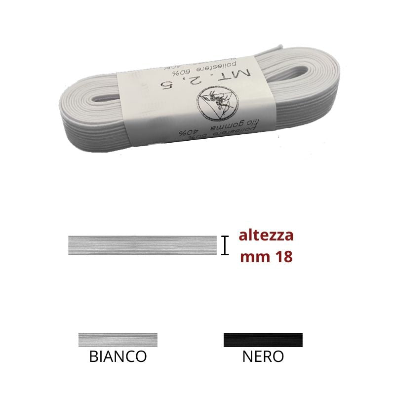 Elastico treccia h mm 18 articolo N 24 metri 2,5