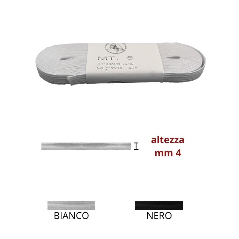 Elastico treccia h mm  4 articolo N 8 metri 5