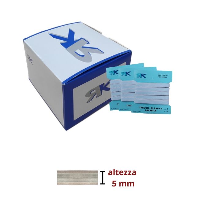 Elastico treccia lavabile h  5 mm articolo 10TL metri 5