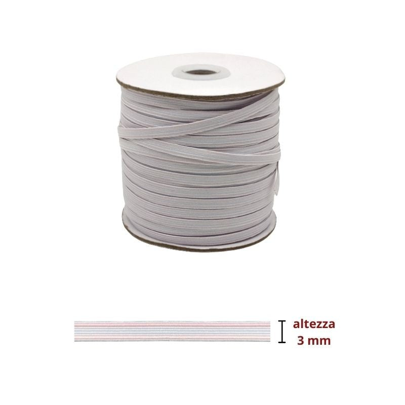 Elastico treccia lavabile h mm 3 articolo 06tl metri 100