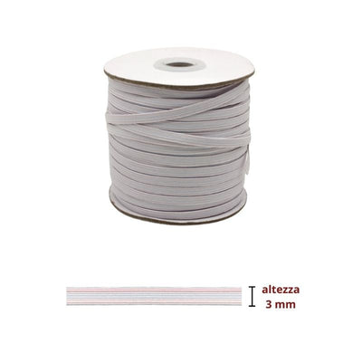 Elastico treccia lavabile h mm 3 articolo 06tl metri 100
