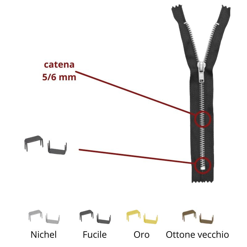 Fermo basso per zip larghezza catena mm 05-06 pezzi 100