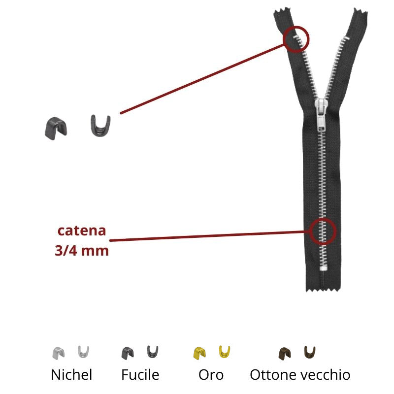 Upper stop for zip chain width mm 03-04 pieces 100