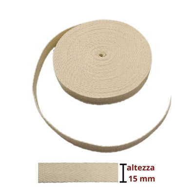 Fettuccia spigata doppia cotone 100% h mm 15 articolo 575/15 metri 20