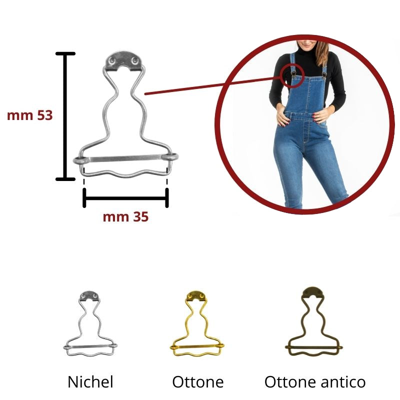 Fibbie salopette in ferro passante mm 35 pezzi 10