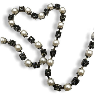 Filo catena strass e perla (maglia larga) ss30 (Ø 6.4 mm) gioiello articolo FM9315