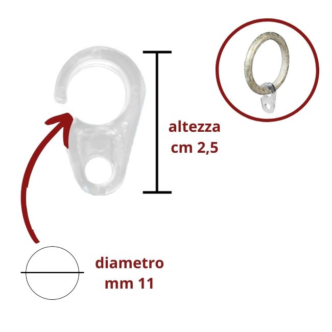 Open hook ø mm 11 for curtain ring 20 pieces