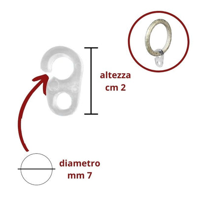 Open hook ø 7 mm for curtain ring, 20 pieces