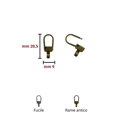 Hook for zipper pull mm 20.5 item FF310 pieces 6
