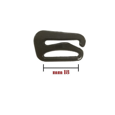 Plastic hook for bra strap, pitch 18 mm, 25 pieces