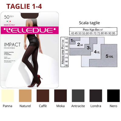 Impact 50 den (TG 1-4) collant microfibra Elledue paia 6