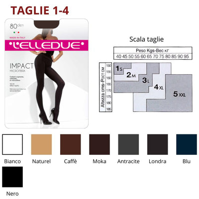 Impact 80 den (TG 1-4) collant microfibra Elledue paia 6