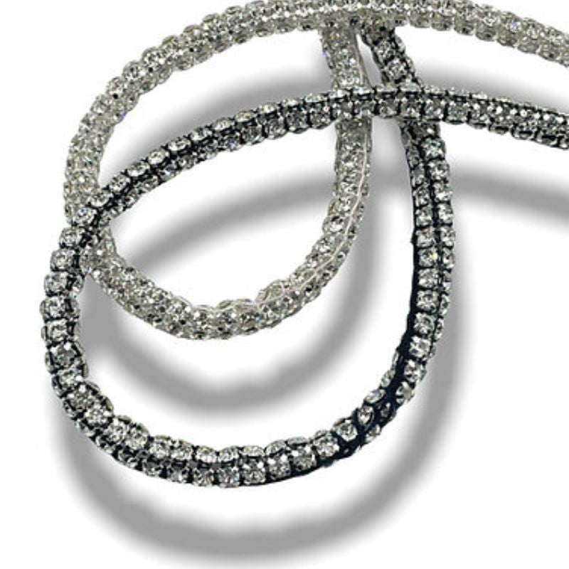 Tubular lace with rhinestone rows item FM9669