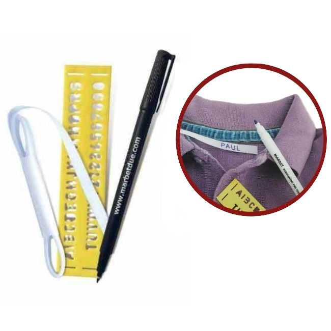 Marbet brand iron-on tape, pen and stencil, item 117