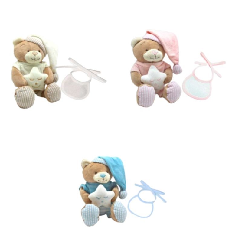 Mini teddy bear with star insert Aida fabric item PU0009
