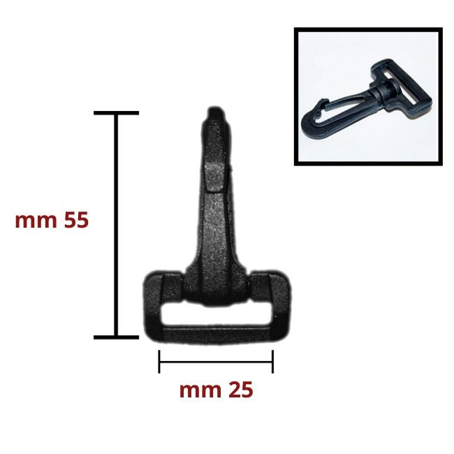 Moschettone in plastica passante da cm 2,5 pezzi 10