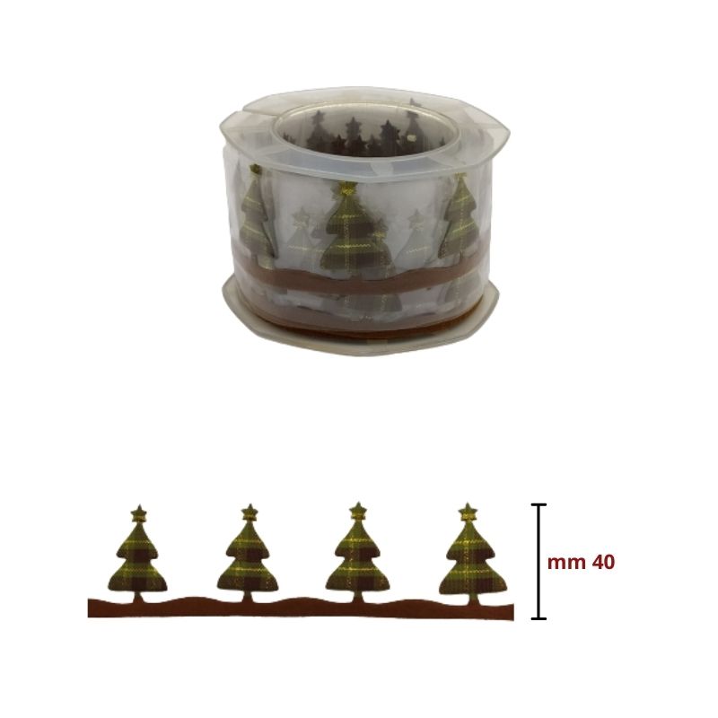 Nastri pini con stella lurex H cm 4 articolo H163 metri 5