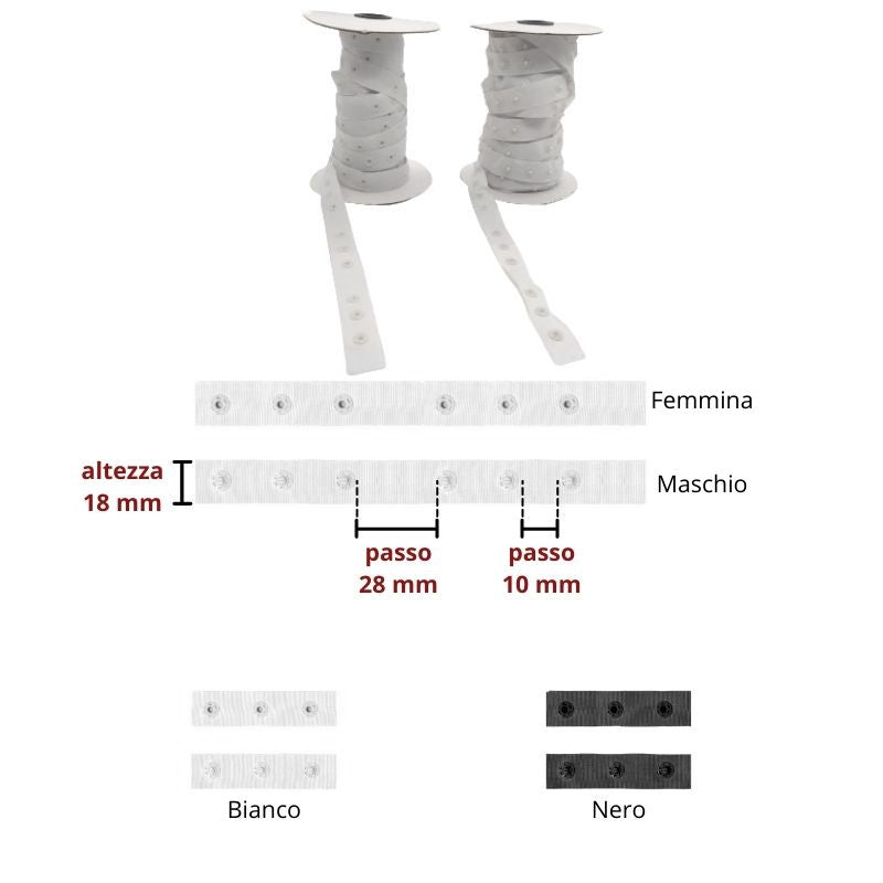 Nastro con bottone automatico tris articolo 341