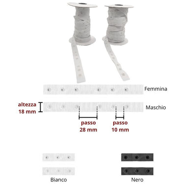 Nastro con bottone automatico tris articolo 341