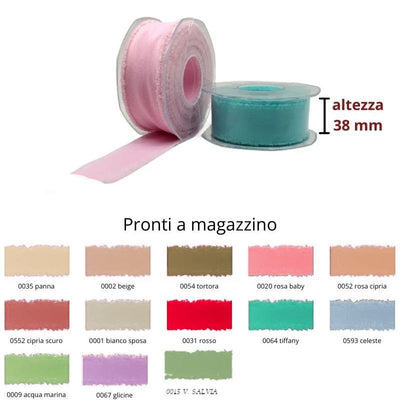 Nastro effetto cotone sfrangiato H mm 38 articolo F182/35 metri 15